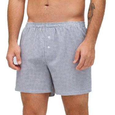 Imagem de Cueca Samba Canção Hering Xadrez 100% Algodão, Branco, G