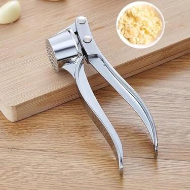 Imagem de Espremedor de Alho Manual em Metal, Amassador e Triturador com Abertura 160 Graus, Design Redondo Sofisticado