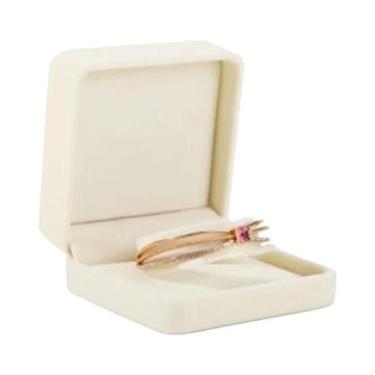 Imagem de Caixa De Joias De Veludo Bege, Suporte Para Anéis E Brincos, Container