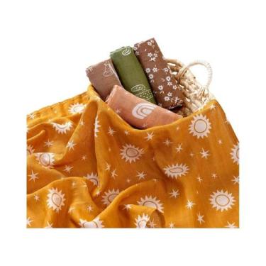 Imagem de Babadores De Bebê Em Algodão Muslin De Bambu Macio 5 Peças 60x60cm Con