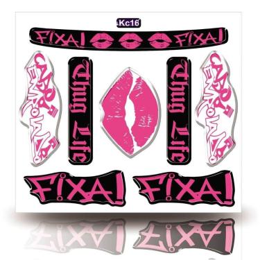 Imagem de Kit 09 Cartela Rosa Adesivos Carro Moto Caminhão Bike Atacado Rosa