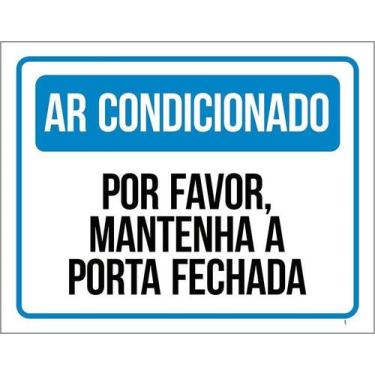 Imagem de Kit 10 Placa Acm Ar Condicionado Mantenha Porta Fechada18X23 - Sinaliz