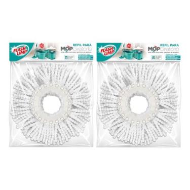 Imagem de Kit 2 Refil Esfregão Mop Giratório Fit Flash Limp Limpeza Geral