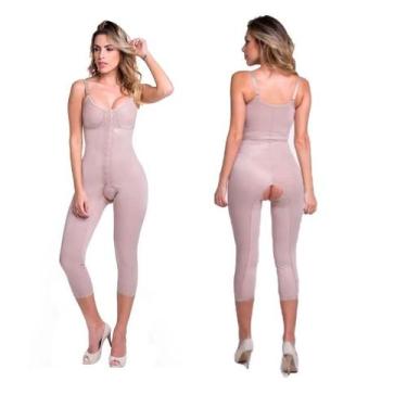 Imagem de Macaquinho Modelador Longo Com Alça e Fecho Frontal Pós Cirúrgico Alta