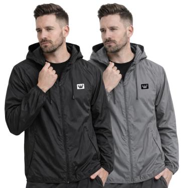 Imagem de Kit 2 Jaquetas Corta Vento Masculinas Impermeáveis Leves com Capuz Esportivas-Masculino