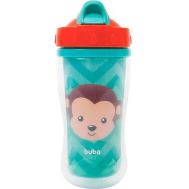 Imagem de Copo Canudo Infantil Parede Dupla Animal FUN 320ML Buba Macaco