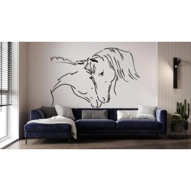 Imagem de Adesivo de parede  cavalos - Ambiente dekorado, 80cm, preto