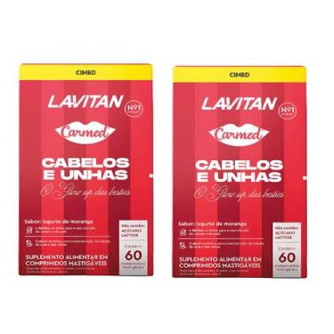 Imagem de Kit 2 Lavitan Carmed 60 Comprimidos Sabor Iogurte de Morango - Cimed