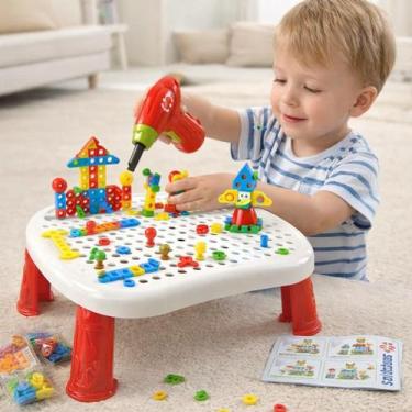 Imagem de Mesa Criativa Educativa Montagem Infantil Blocos Encaixe Brinquedo Did
