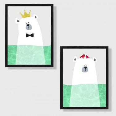 Imagem de Kit 2 Quadros Sea Bear 45X34Cm - Com Vidro Moldura Preta