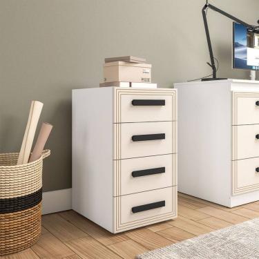 Imagem de Gaveteiro Valência 4 Gavetas Creme/Branco - Politorno