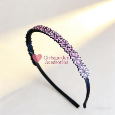 Imagem de Tiara de Strass Geométrica com Pedraria X e Cristais de Luxo, Moda Blo