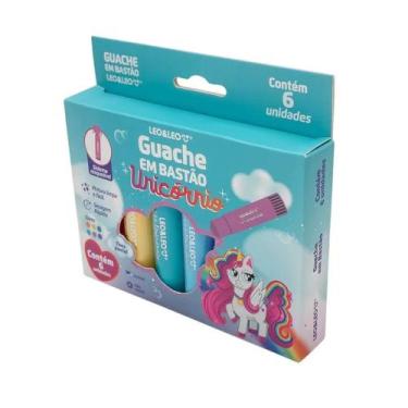 Imagem de Guache em Bastão Cores Tons Pastel Unicórnio - Caixa com 6 Cores Leo&L