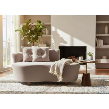 Imagem de Namoradeira Sofá Feijão Suria 150cm Orgânica Bouclé Capuccino - Mazzer