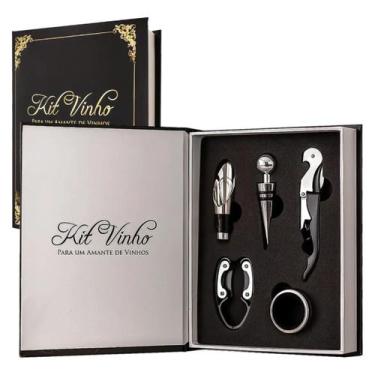 Imagem de Kit Vinho 5 Peças Abridor, Dosador, Saca Rolhas E Tampa - A-7