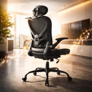 Imagem de Cadeira de Escritório Ergonômica Giratória com Apoio Lombar Ajustável – Encosto Reclinável, Braços Reguláveis, Conforto Premium para Home Office e Trabalho