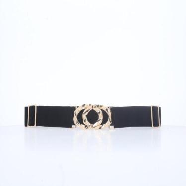Imagem de Cinto Feminino de Elástico com Fivela Metalizada - BAUARTE, Preto