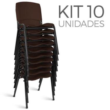 Imagem de Cadeira Plástica Fixa Kit 10 A/E Marrom Lara - Shopcadeiras