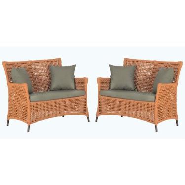 Imagem de 2 Sofás Área Externa Igapó Alumínio Pintura Marrom Corda Náutica Estof