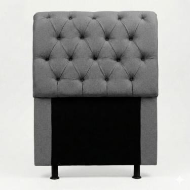 Imagem de Cabeceira Cama Box Solteiro Sarah 90cm com Frame Linho Cinza - Abmaza