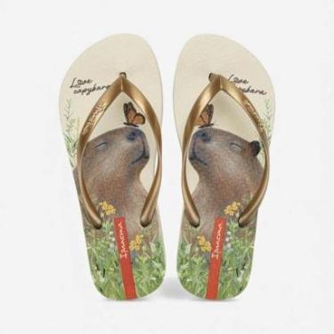 Imagem de Chinelo De Dedo My Pets Ipanema Com Chaveiro Capivara Bege-Feminino