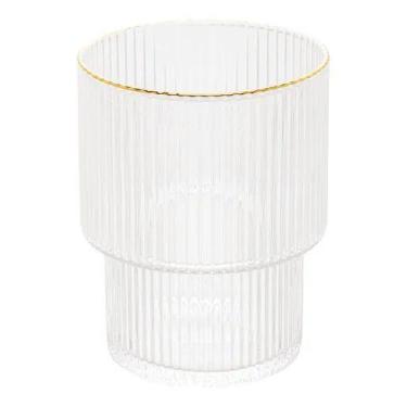 Imagem de Cj 2 Copos De Cristal C/borda Dourada Lines 220ml Wolff, Água