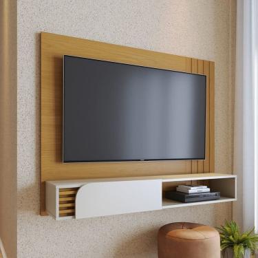 Imagem de Painel para Tv 55 Polegadas Ripado Suspenso 1 Porta Jurerê Naturale/Off White Matte