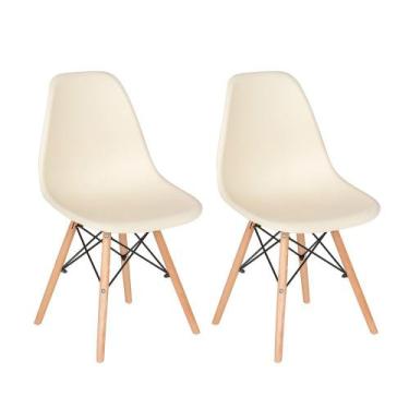 Imagem de Laraz, Kit 2 cadeiras Charles Eames Eiffel DSW com pés de madeira clar