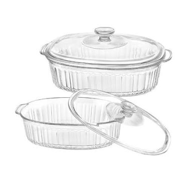 Imagem de Travessa Assadeira Redonda De Vidro Com Tampa 2,8l Forno - CLICK HOUSE