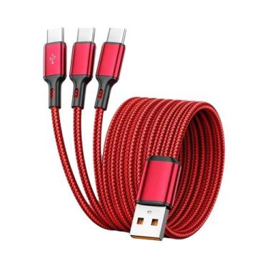 Imagem de Cabo De Dados 3 Em 1 USB-A Para 3 Type-C Com Carregamento Rápido De 10