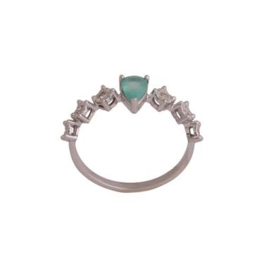Imagem de Anel com Esmeralda em Ouro Branco 18k com Diamantes 0,6ct - Joias e Ar