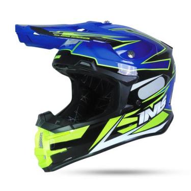 Imagem de Capacete Azul/Flúor Ims Evo Motocross Trilha Enduro, XL - 62