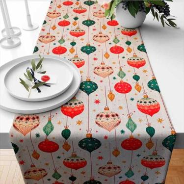 Imagem de Trilha Caminho de Mesa Natal Liso Poá Xadrez Floral Dourado 2 x 0,42m 