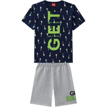 Imagem de Conjunto Roupa Infantil Kyly Guitarra Get Ready Blusa Meia Malha e Ber