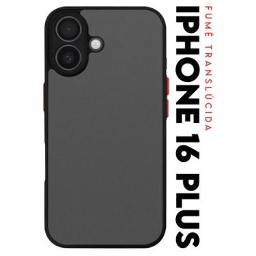 Imagem de Capa Capinha Case Anti Shock Acrílico Translucida Fumê Botões Vermelho