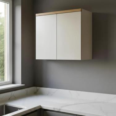 Imagem de Armário Suspenso Cozinha Aéreo 2 Portas 80cm Gris Jequitibá - Repleta