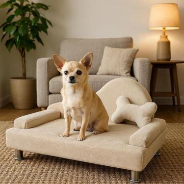 Imagem de Recaminer Pet Sofá Cama Para Cachorro e Gato Luxo Boucle Bege - Mirra 