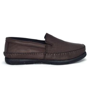 Imagem de Sapato Mocassim Masculino Couro com Elástico Lateral, Preto, 42