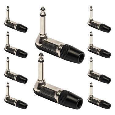 Imagem de Conector P10 Macho Mono 90 Graus Plug P10 Mono 6,35mm Metal para Instrumentos Musicais Storm
