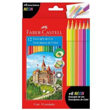 Imagem de Lápis de cor 12 cores + 6 cores neon Faber-Castell