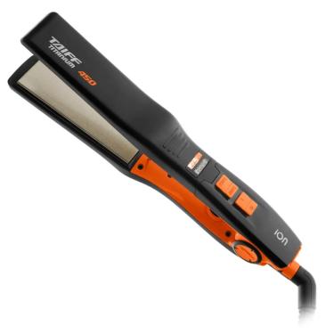 Imagem de Chapa Titanium Prancha Placas Cerâmicas 230°C Tecnologia Iônica Preto-laranja Taiff Bivolt