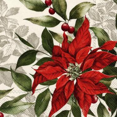 Imagem de Guardanapo Para Decoupage Papel Flor de Poinsetia Natal 20un IHR