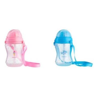 Imagem de Garrafa C/ Canudo Silicone Pimpolho 300ML +3 Anos 97831, Azul/Tubarão