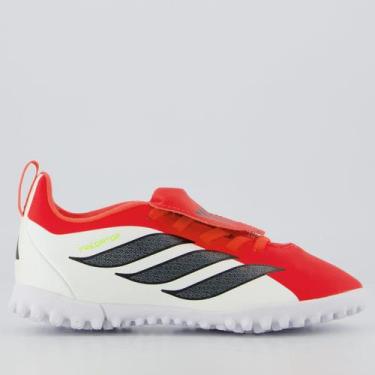 Imagem de Chuteira Adidas Predator Club EL Society Juvenil Vermelha e Branca, 27