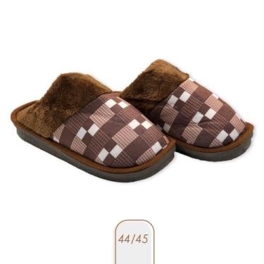 Imagem de Pantufa Masculina Xadrez Marrom 44/45 - Red Star