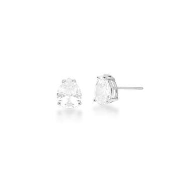 Imagem de Brinco gota média cristal banhado a ródio branco - zircônia - 1,2 cm x