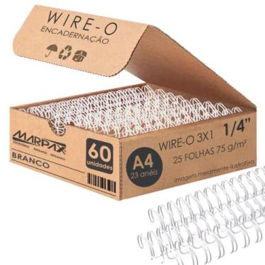Imagem de Wire-o para Encadernação 3X1 A4 Branco 1/4 para 25fls 60un - Marpax