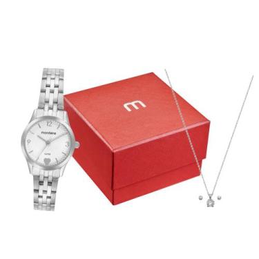 Imagem de Relógio Mondaine Feminino Original Prata À Prova DÁgua com NF Colar E 