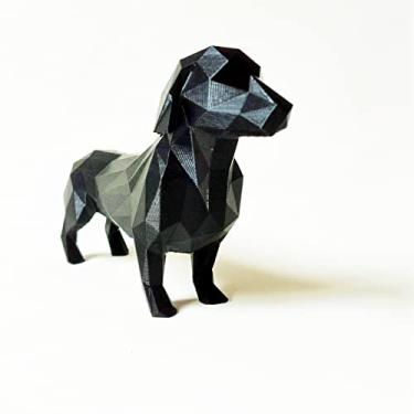 Imagem de Cachorro Basset (Salsicha) Decorativo - 10 Cm Altura - Toque 3D - Cor: Preto