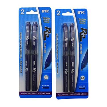 Imagem de R-2 2 canetas esferográficas, tinta azul de 0,7 mm (4 canetas incluídas), 2 peças